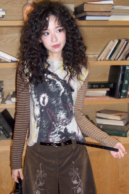 Retro Woolen Printed Top