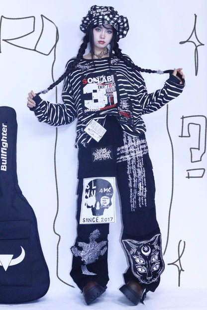 Punk Retro Denim Pants