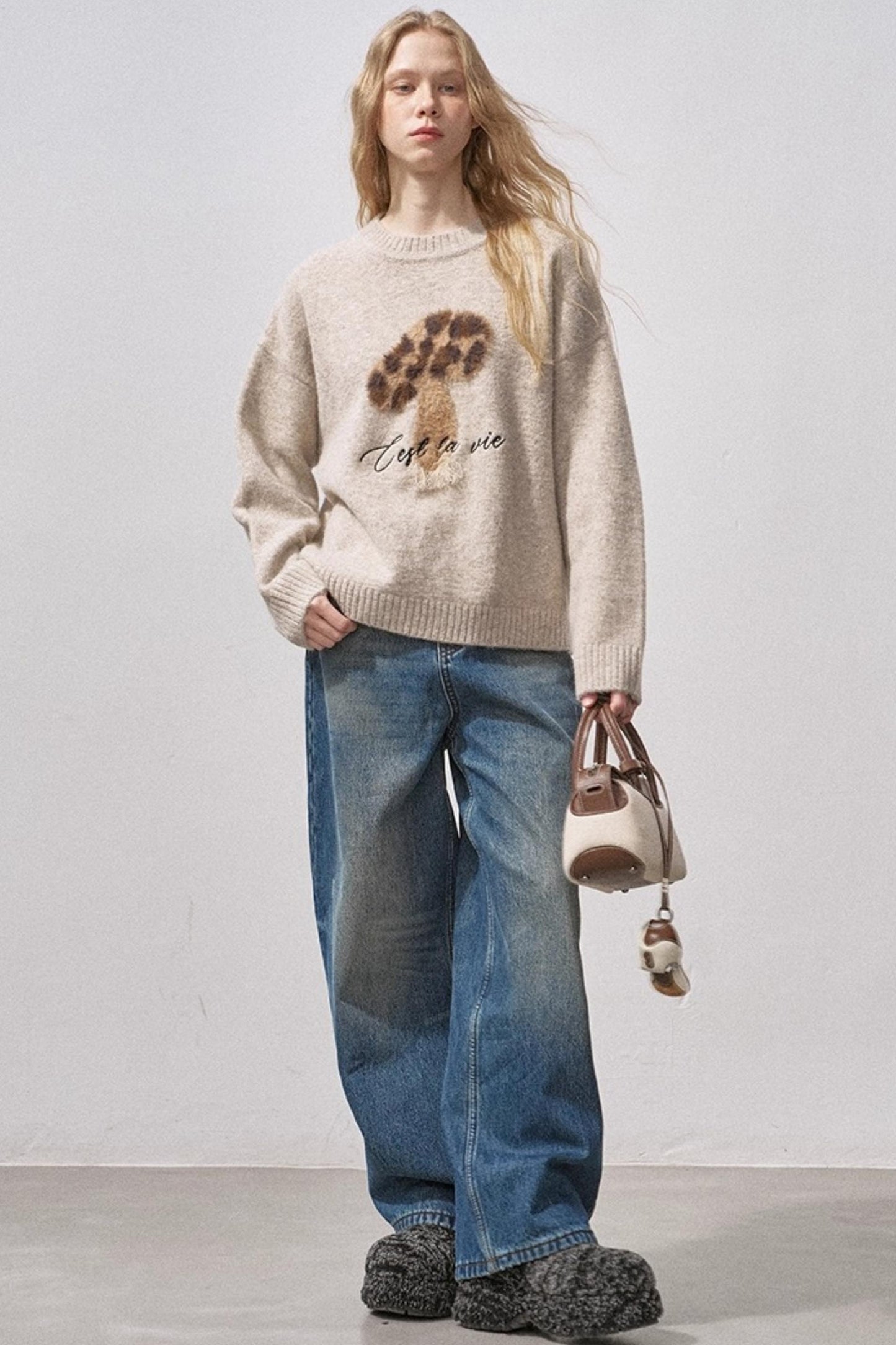 Retro Fleece-Lined Denim Pants