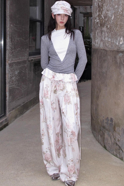 Tencel Floral Print Newsboy Hat