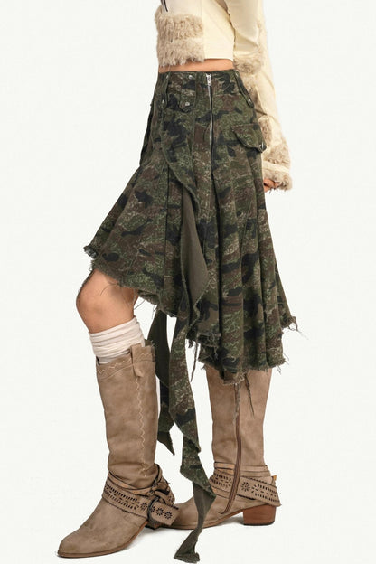 Autumn Camo Denim Skirt