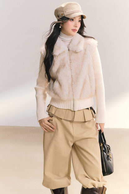 Eco-Friendly Faux Fur Knit Jacket