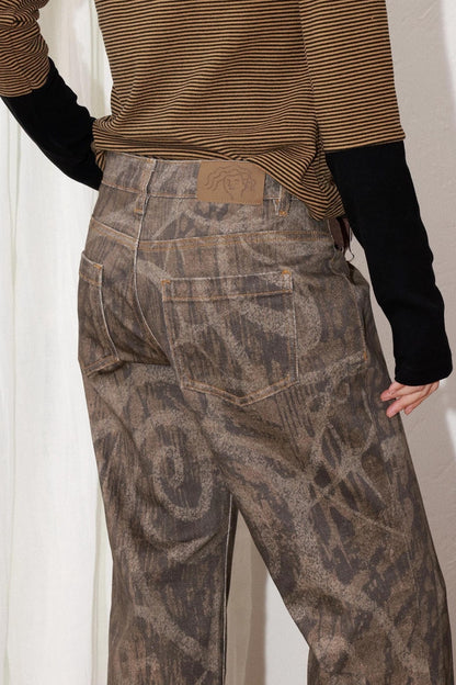 Tree Shadow Flared Denim Pants