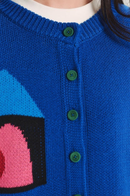 Colorful Jacquard Knitted Cardigan