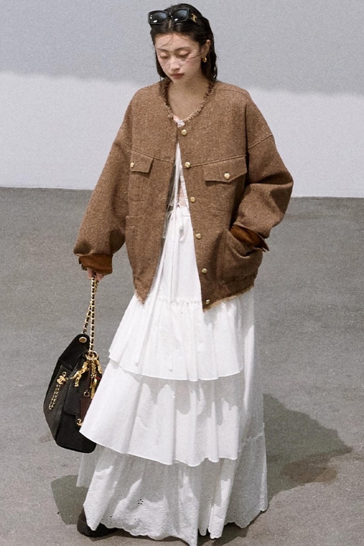 Cotton Strappy White Shirt Two-Piece Set-Up