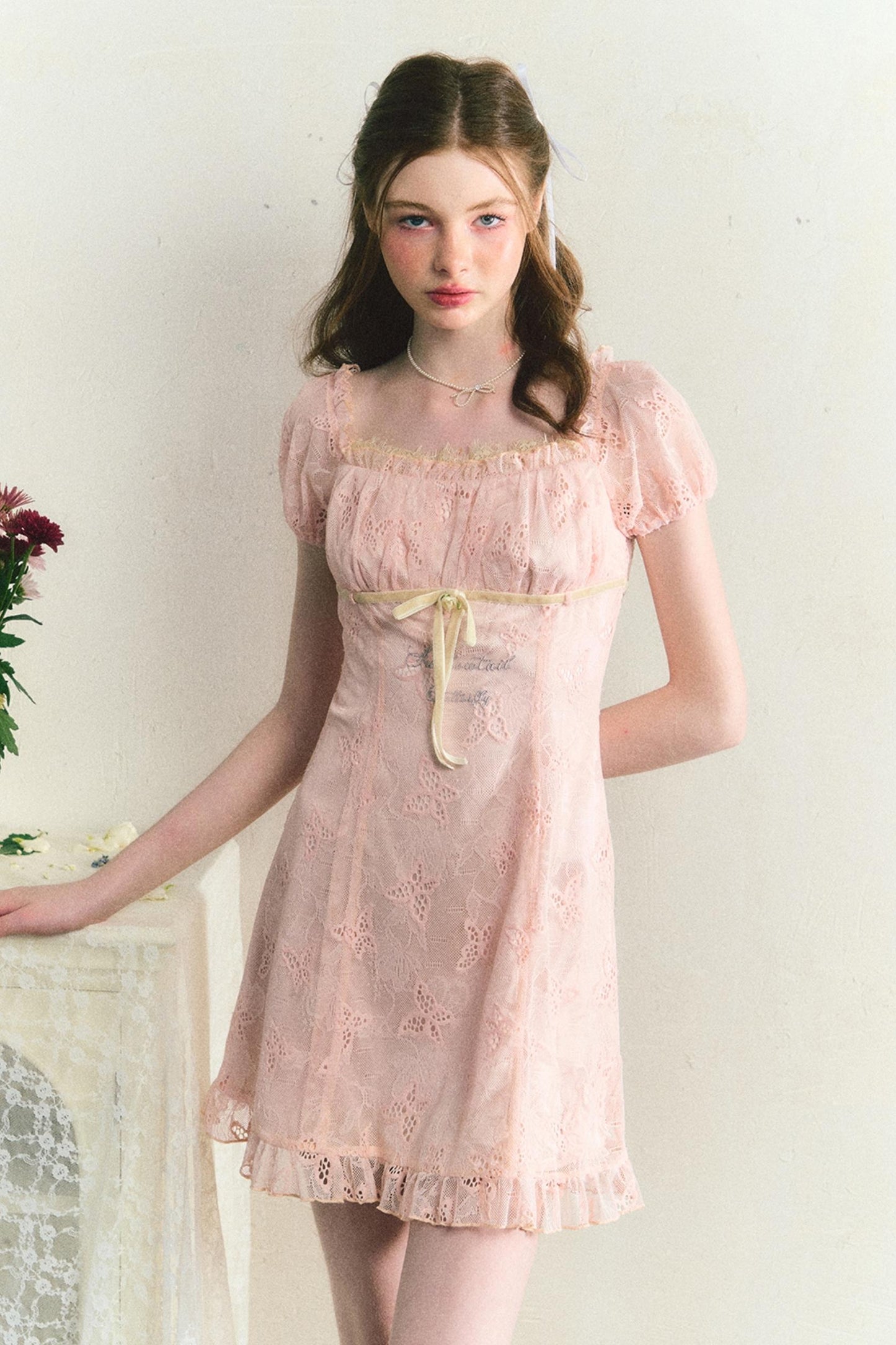 Butterfly Lace Summer-Autumn Short Dress