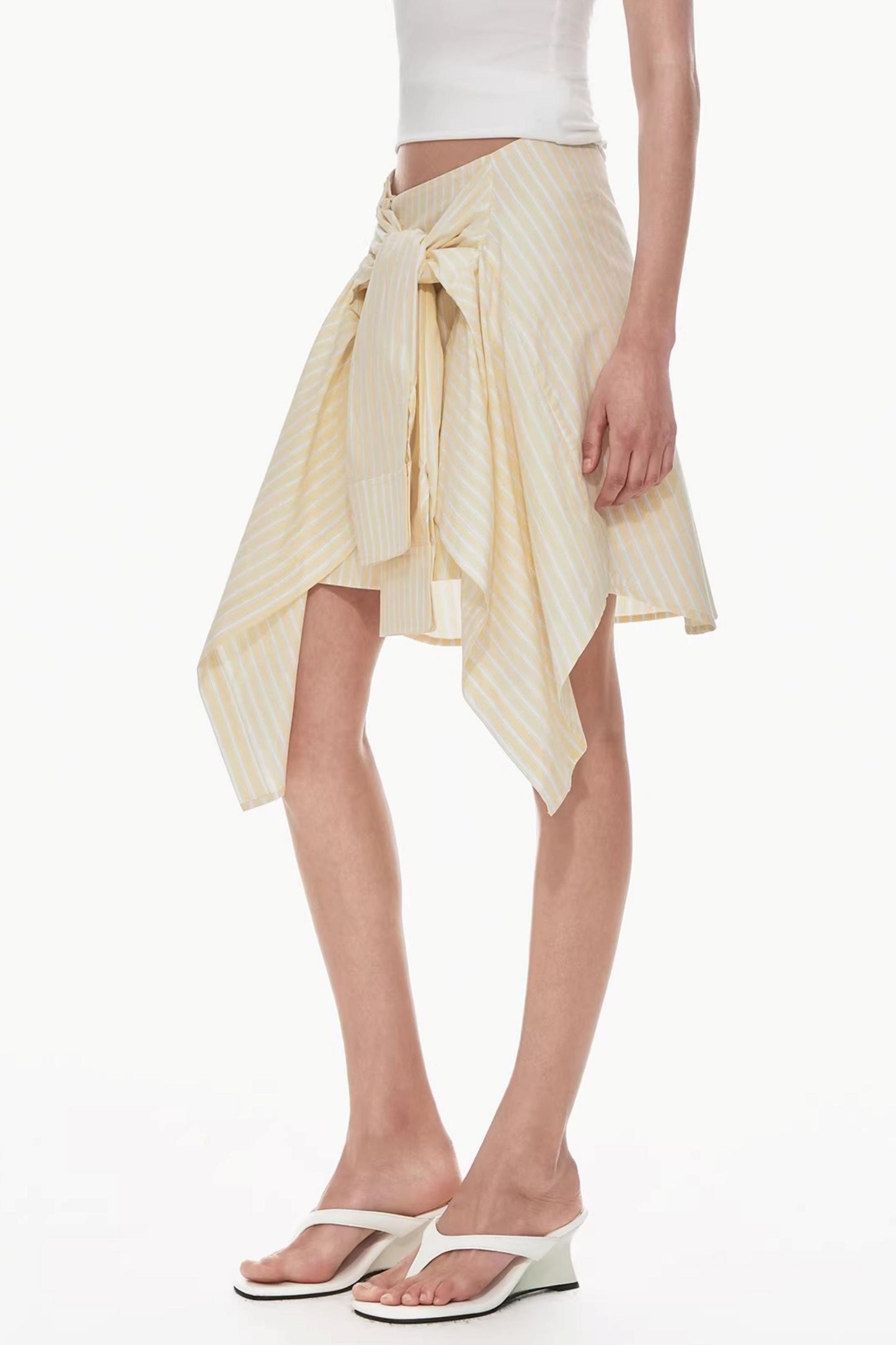 Yellow Striped Tube Top Style Skirt