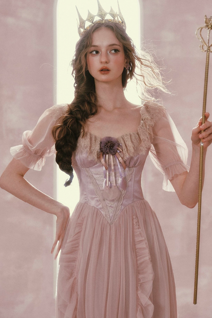 Purple Victorian Corset Mesh Dress