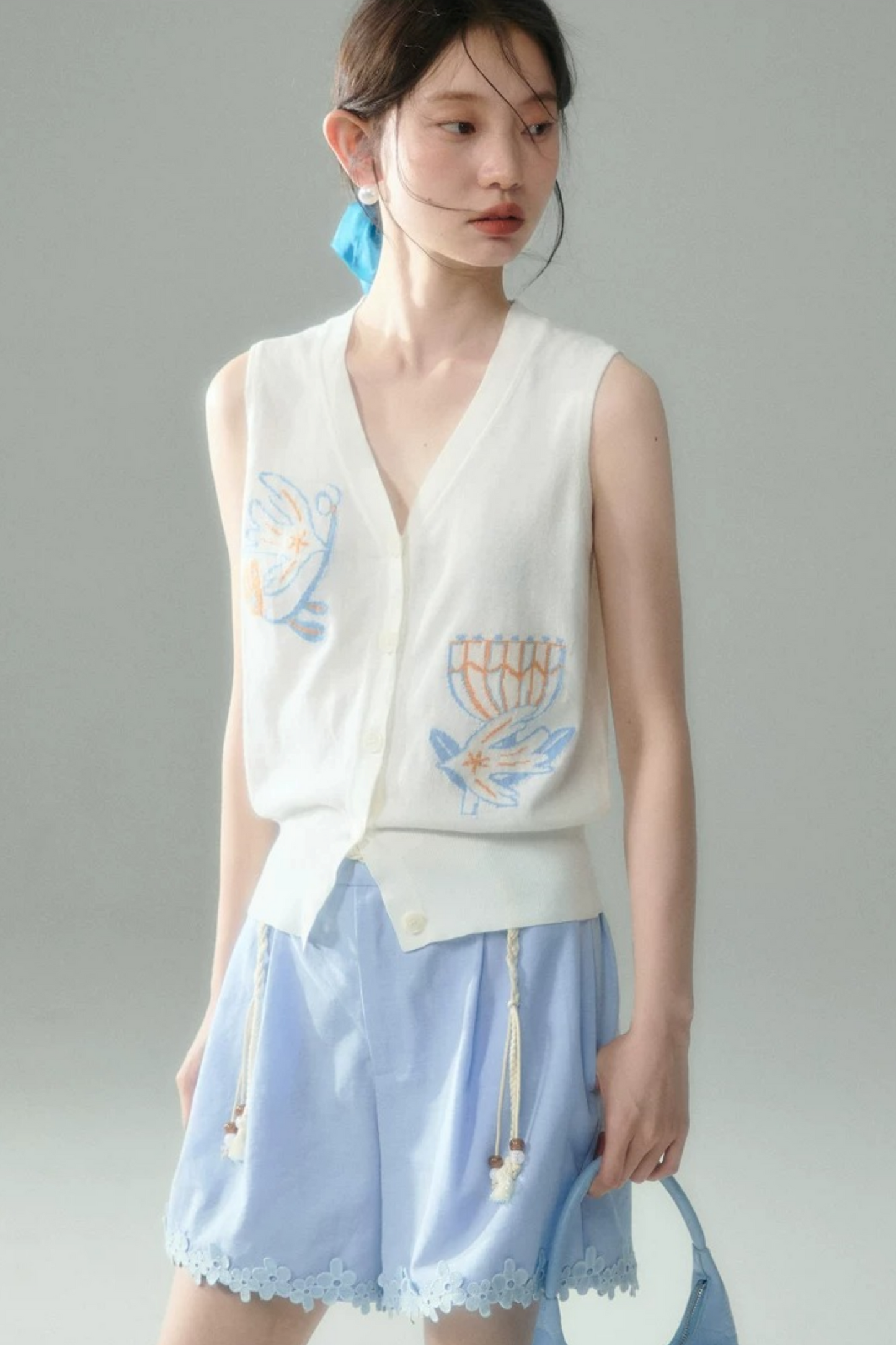 Summer Bird Floral Cotton Vest