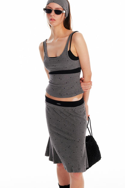 Summer Knit Suspender Skirt Set-Up