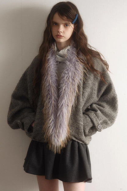 Gray Wool Batwing Coat