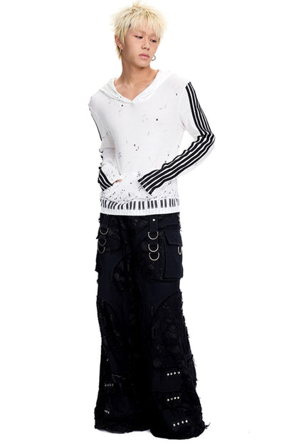 Piano Note Print Long-Sleeved Top