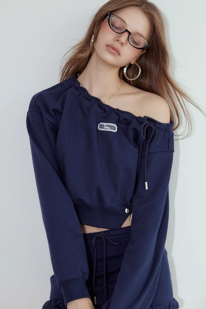 Cropped Sweatshirt Ruffle Set-Up