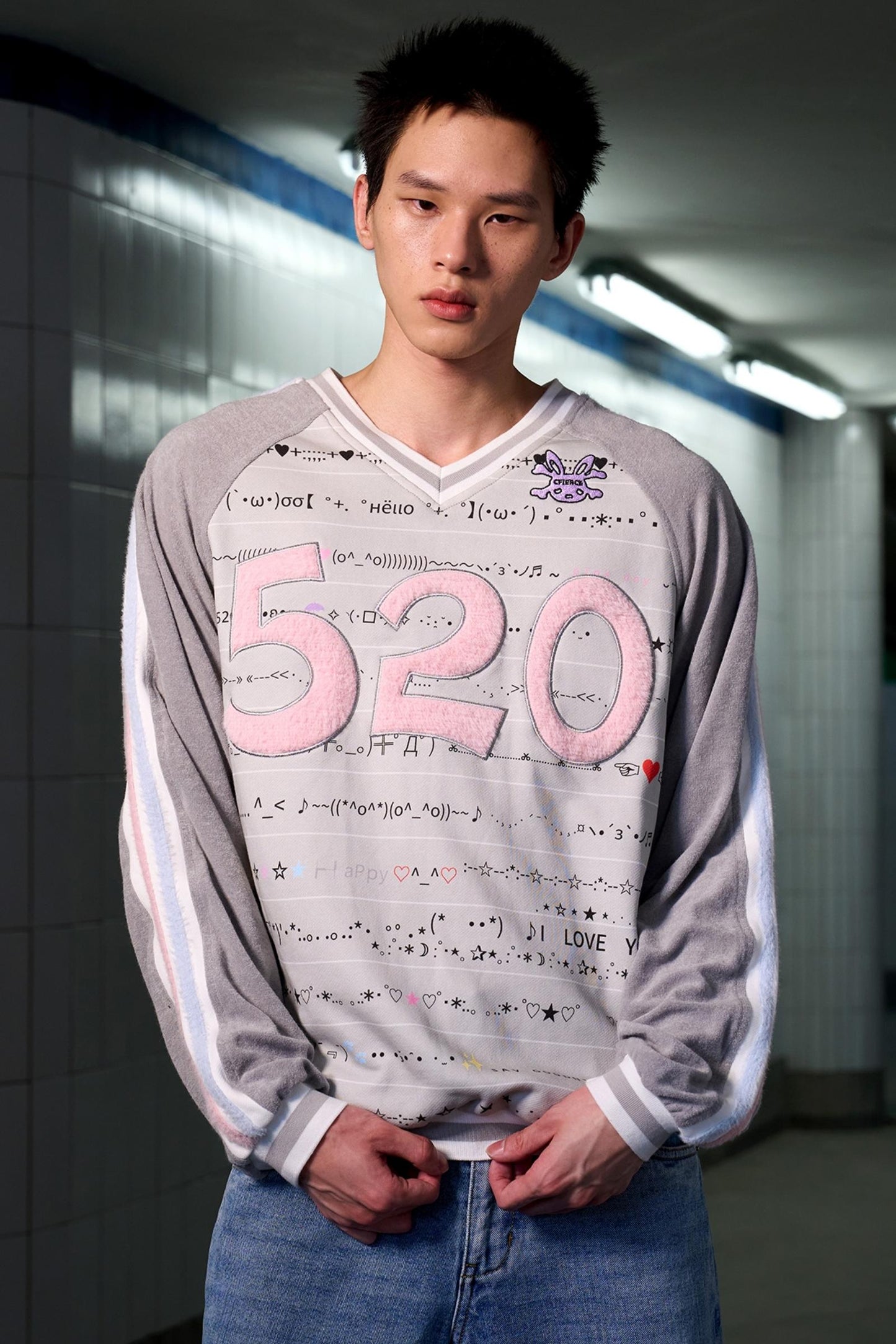 Embroidered Raglan Sleeve Top