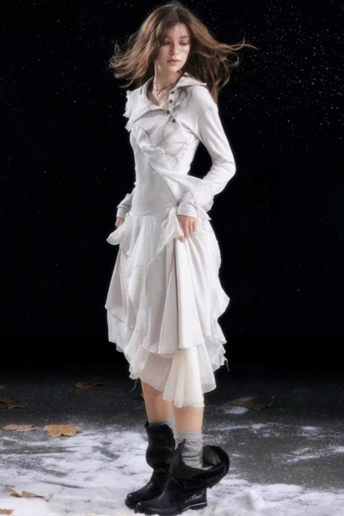 Irregular Gradient Ruffle Dress