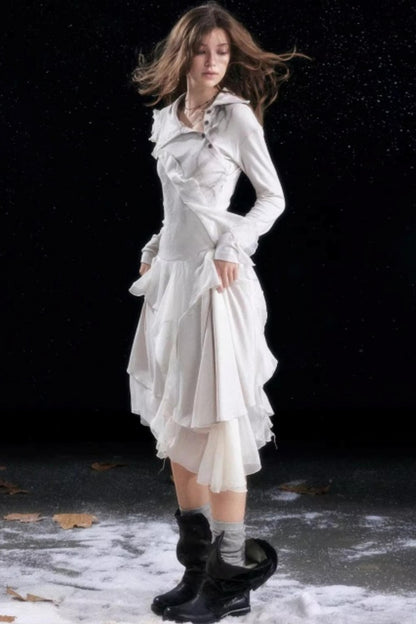 Irregular Gradient Ruffle Dress