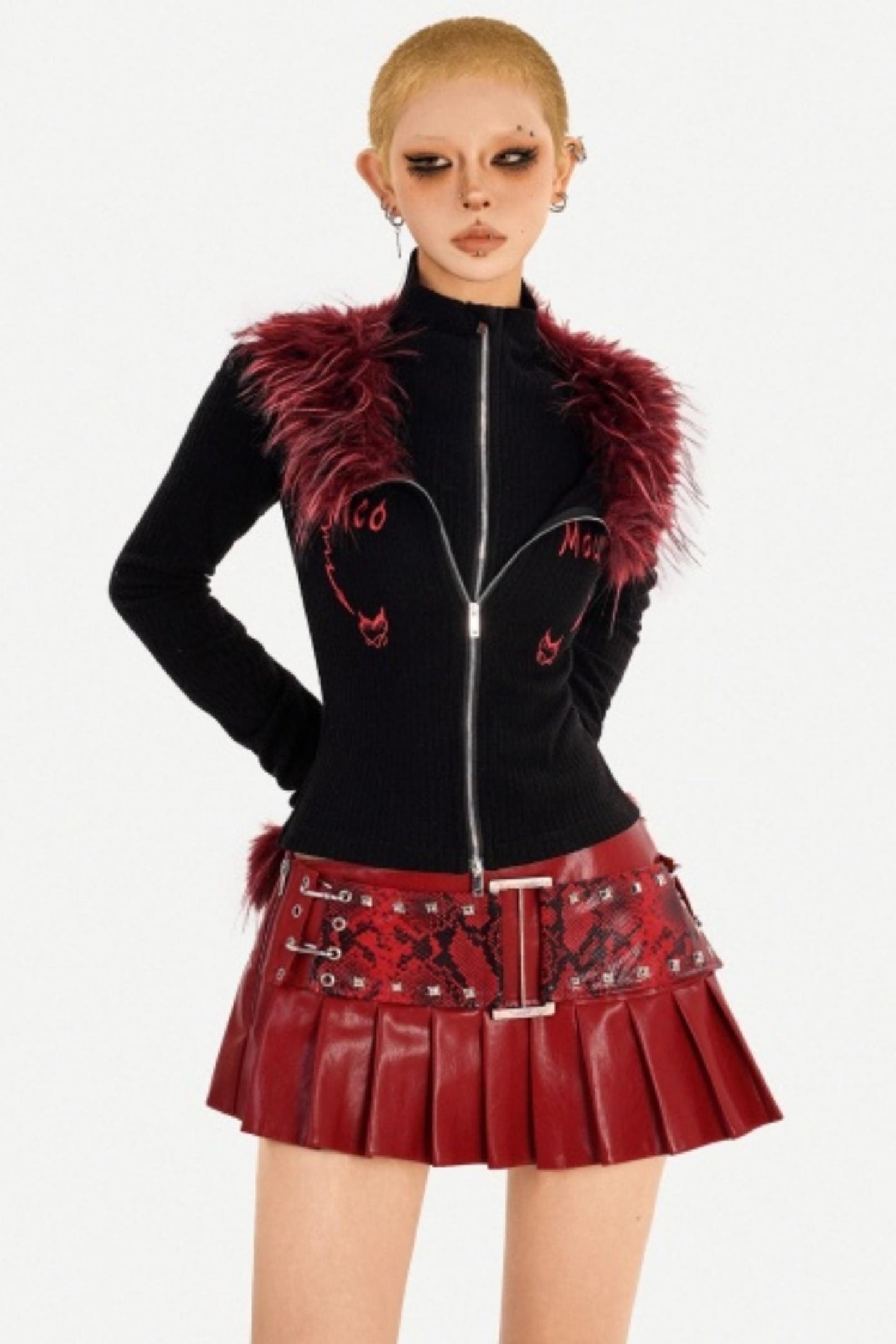 Dark Red Leather Skirt