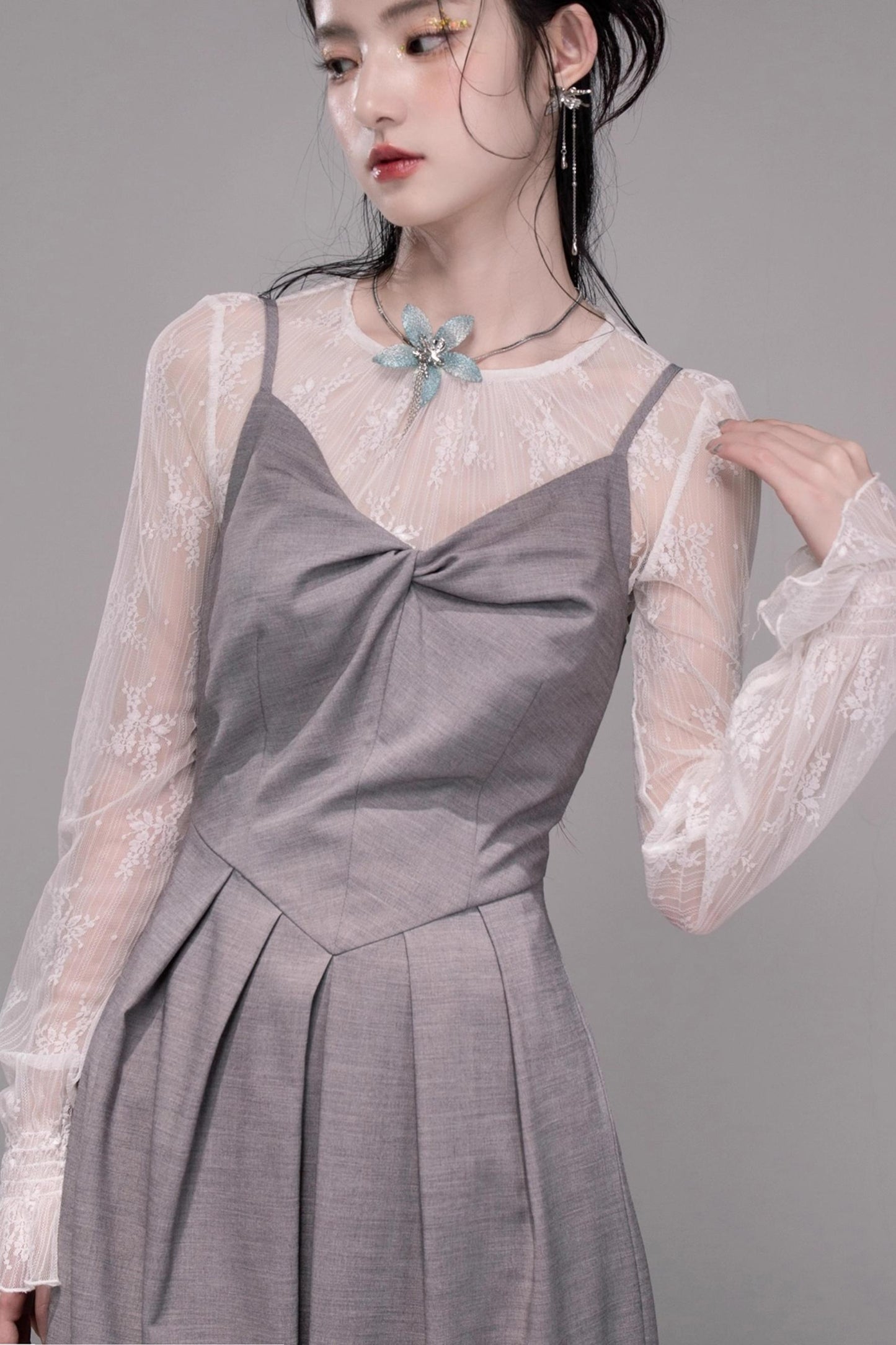 Princess Cloud Gray Suspender Dress