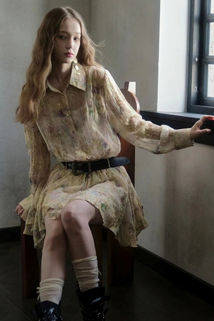 Sunset Embroidery Pleated Dress Set
