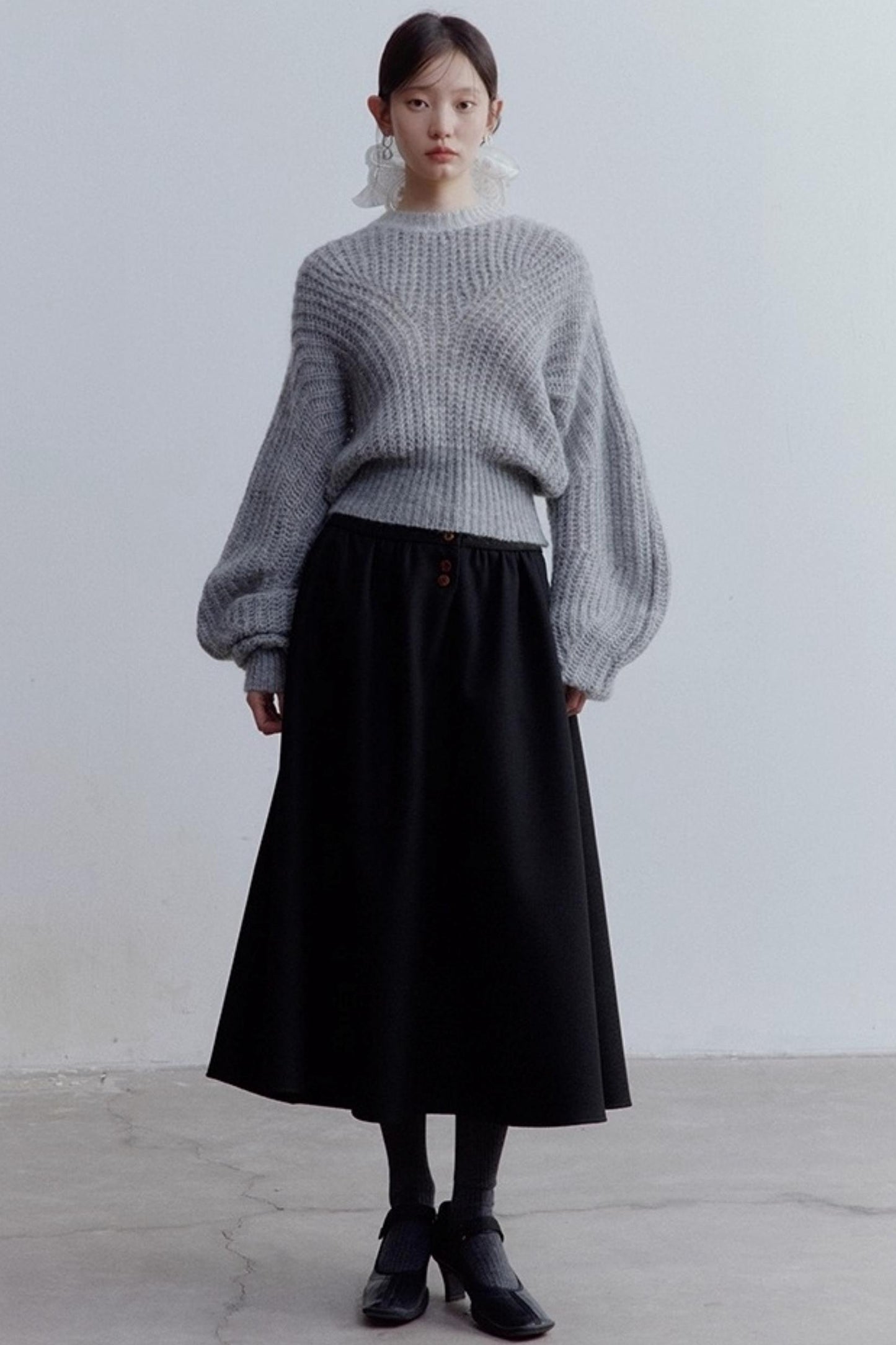 Furry Misty Gray Wool Top