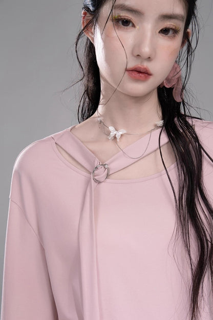컷 아웃 스트리머 긴팔 탑