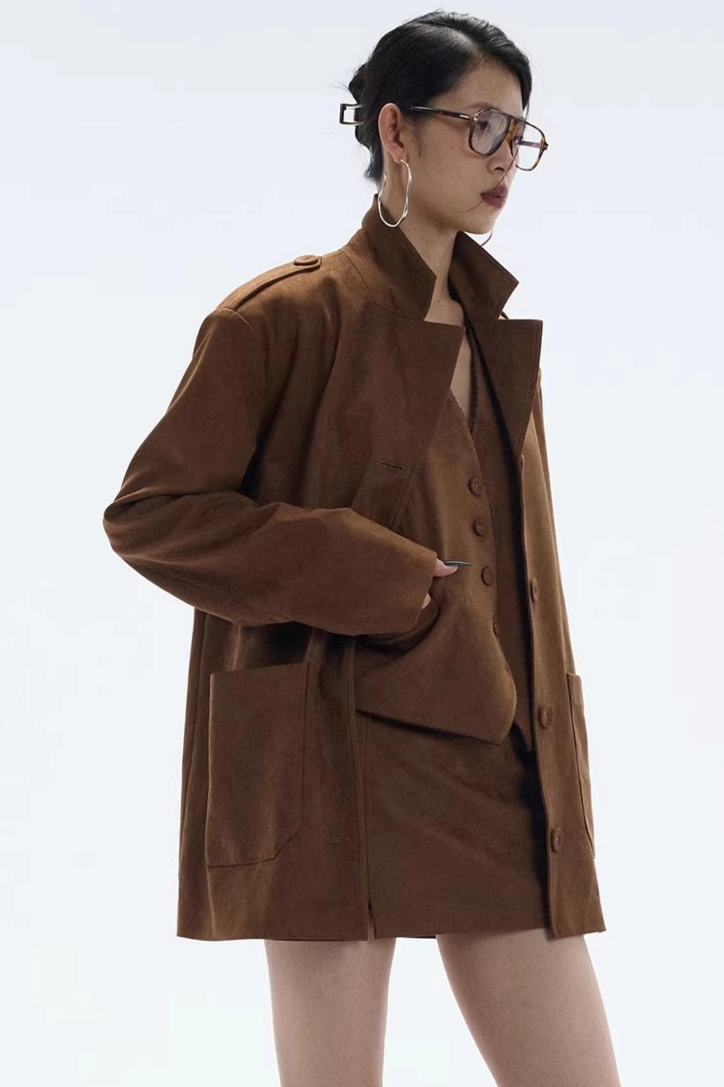 Hazelnut Suede Mini Skirt