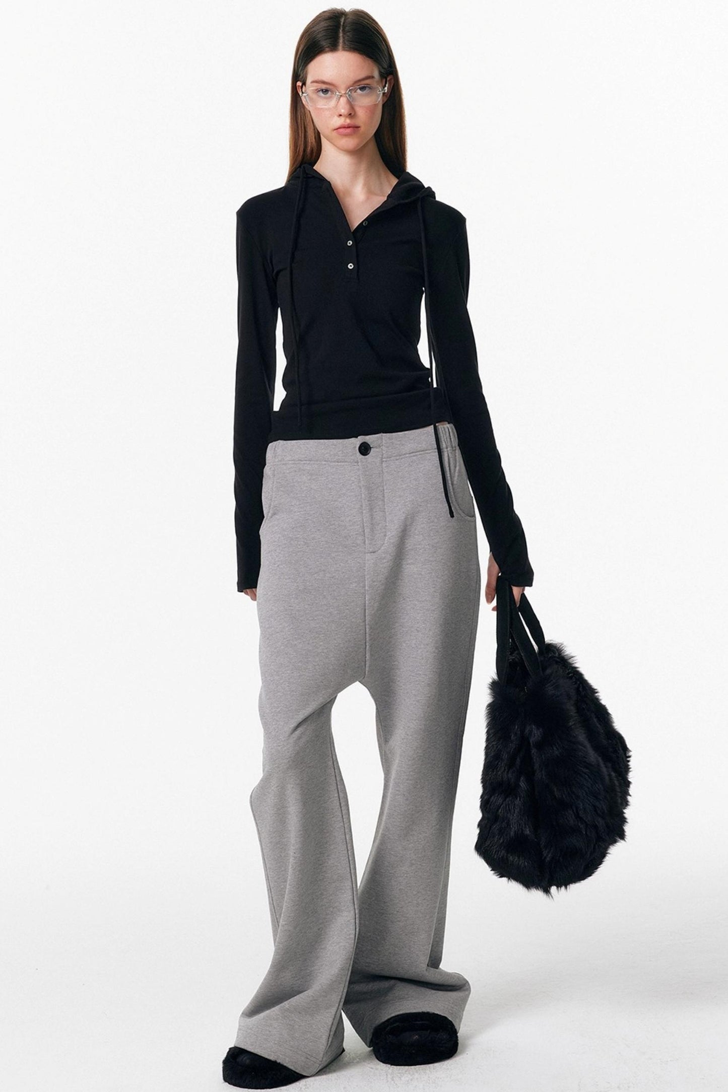 Drawstring Hooded Stretchy Top