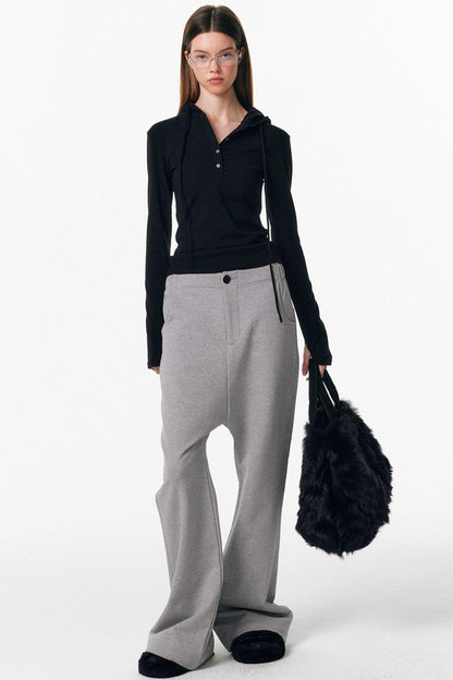 Drawstring Hooded Stretchy Top