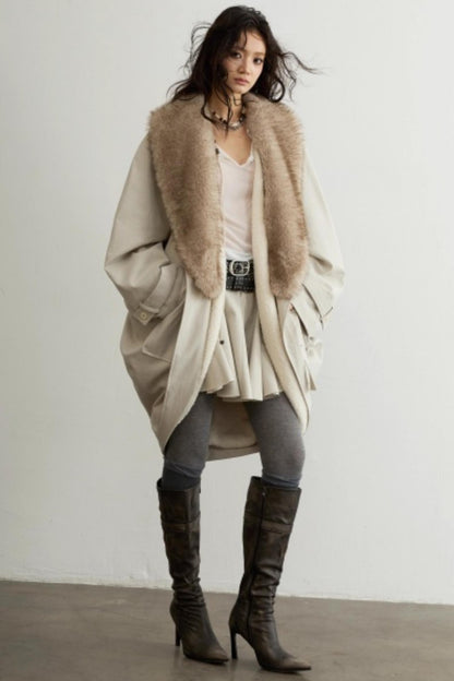 Retro-Jacken-Set mit Fellkragen im Used-Look