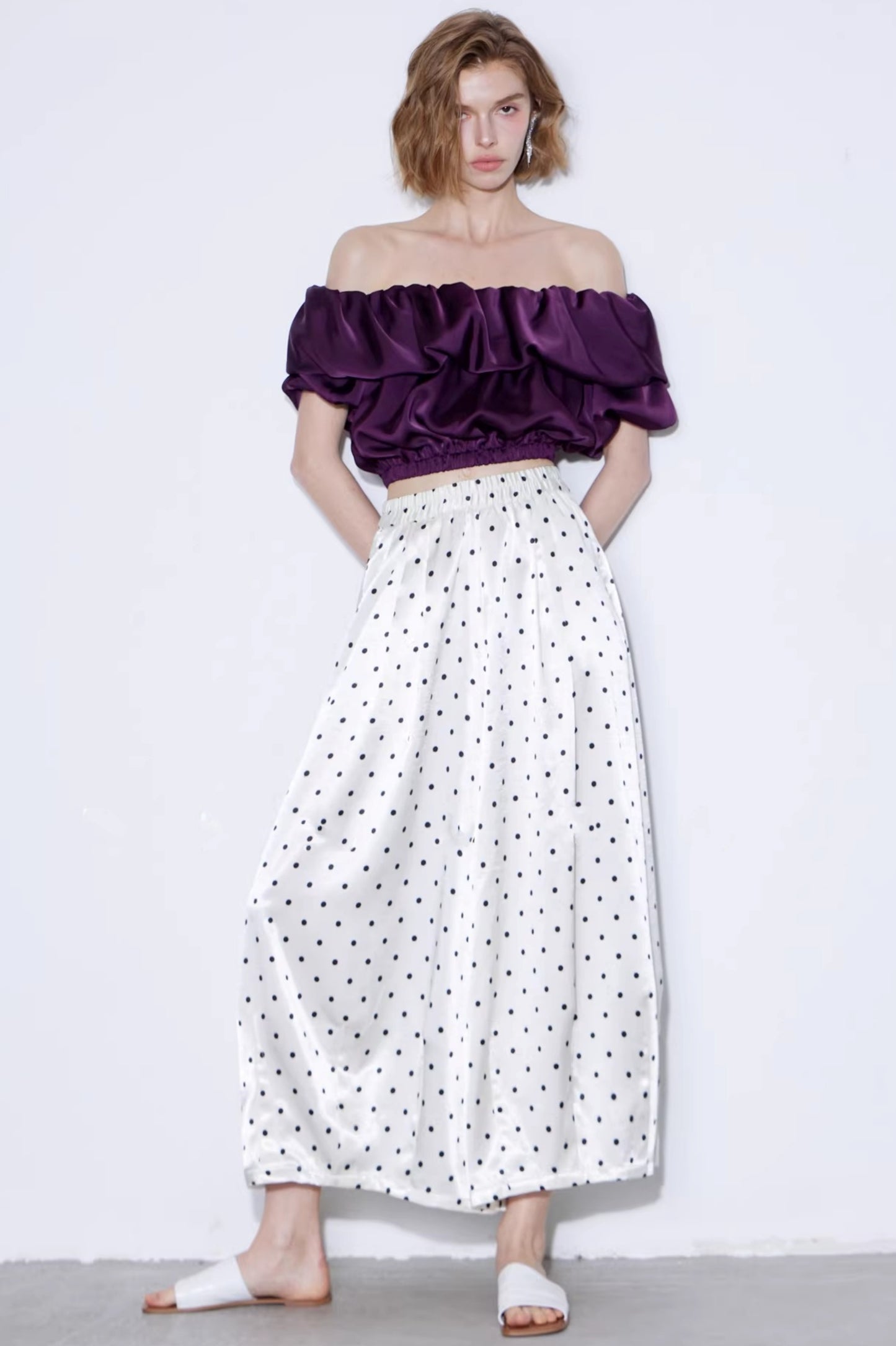 Off-White Polka Dot Silk Pants