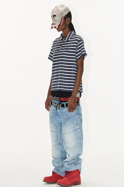 Striped Embroidered Polo Tee