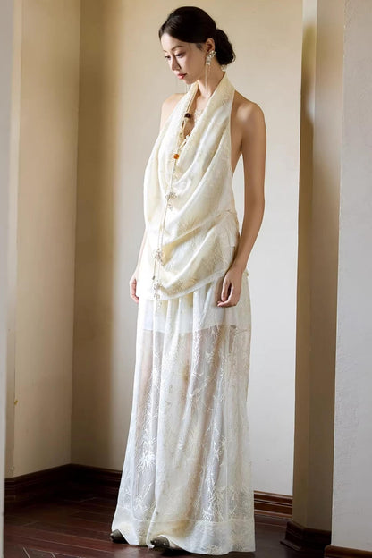 Off-White Romantic Hollow-Out Pants