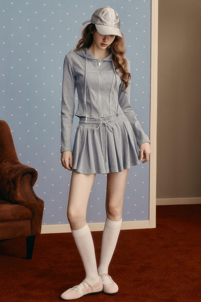 Preppy Style Stretch Slim Skirt & Top Set-Up