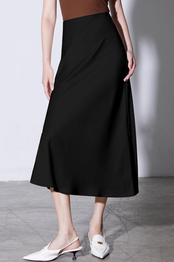 Elegant Glossy Draped Satin Skirt