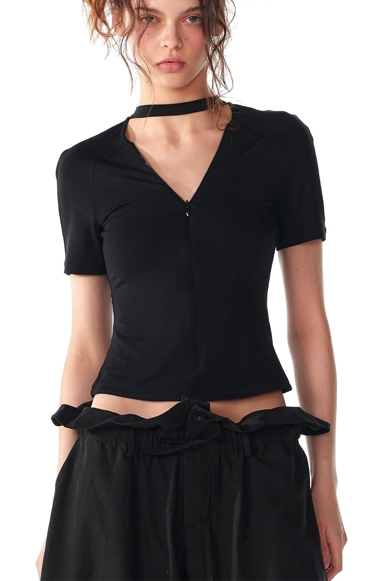 Slim Zipper Raglan Top