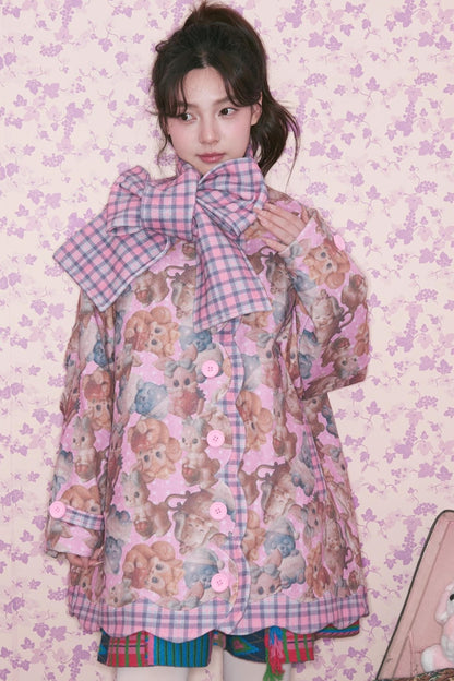 Pink Plaid Padded Jacket