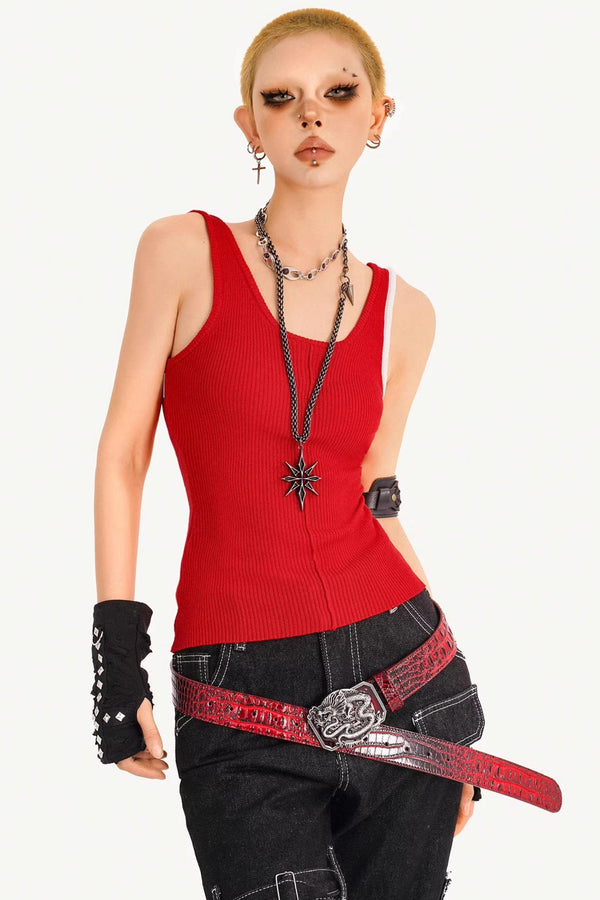 Summer Red Knit Vest