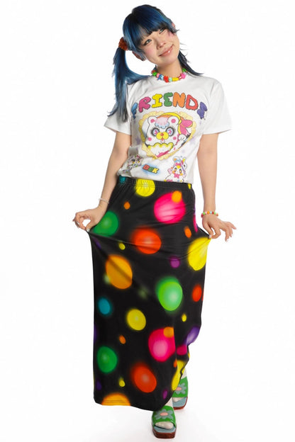 Retro Polka Dot Print Stretch Skirt