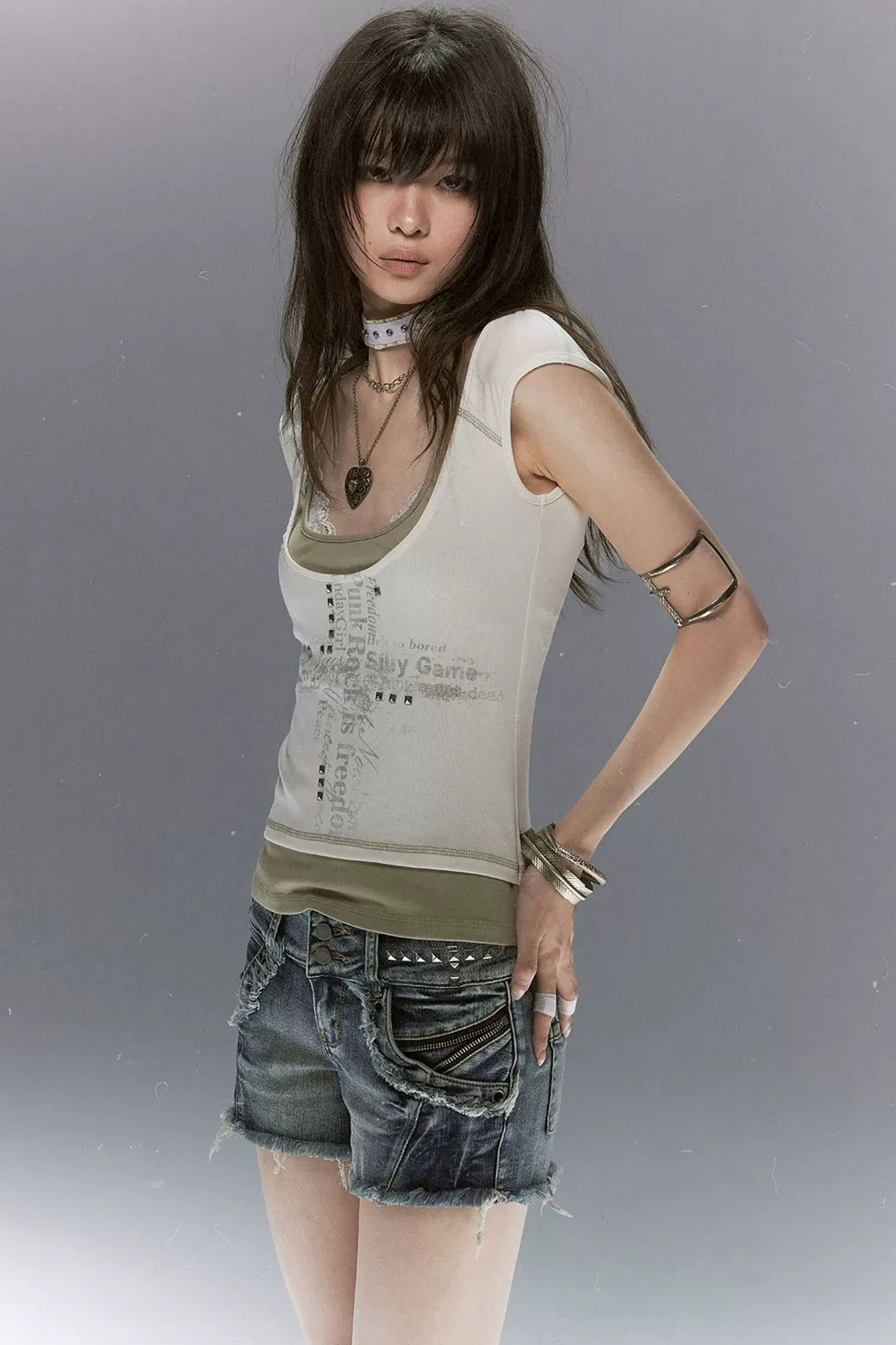 Silver Graffiti Cross T-Shirt