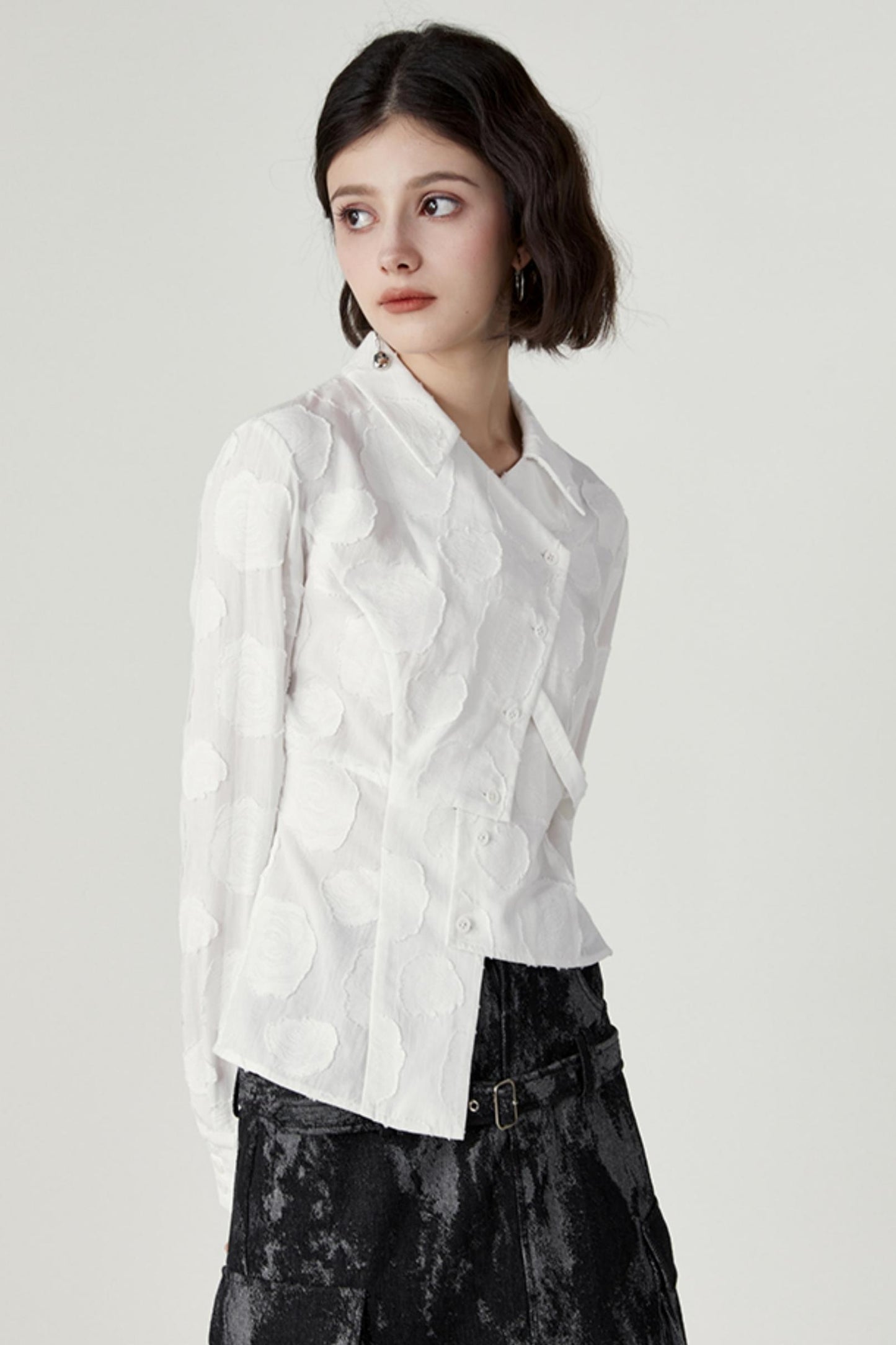 Rose Jacquard Autumn Cotton Linen Top