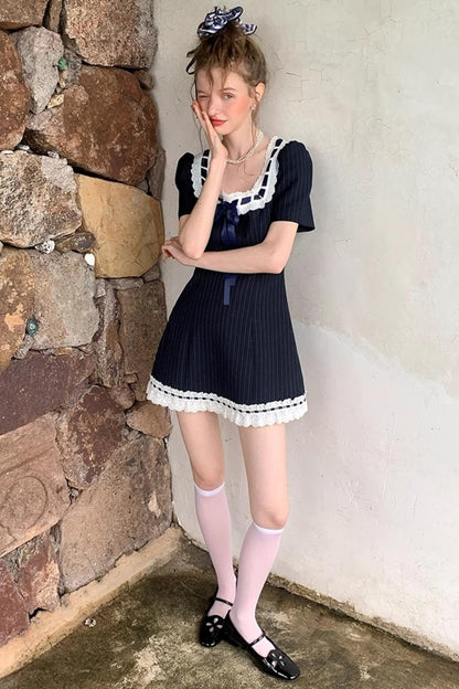 Striped Lace A-line Dress