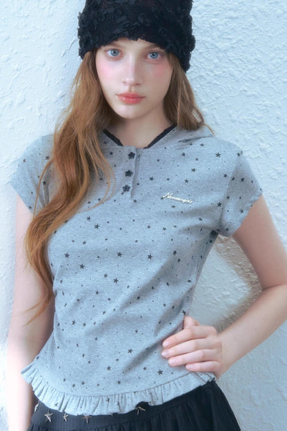 Lace-Trimmed Slim Fit Tee