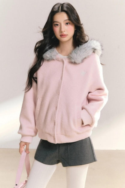 Pink Peach Woolen Jacket