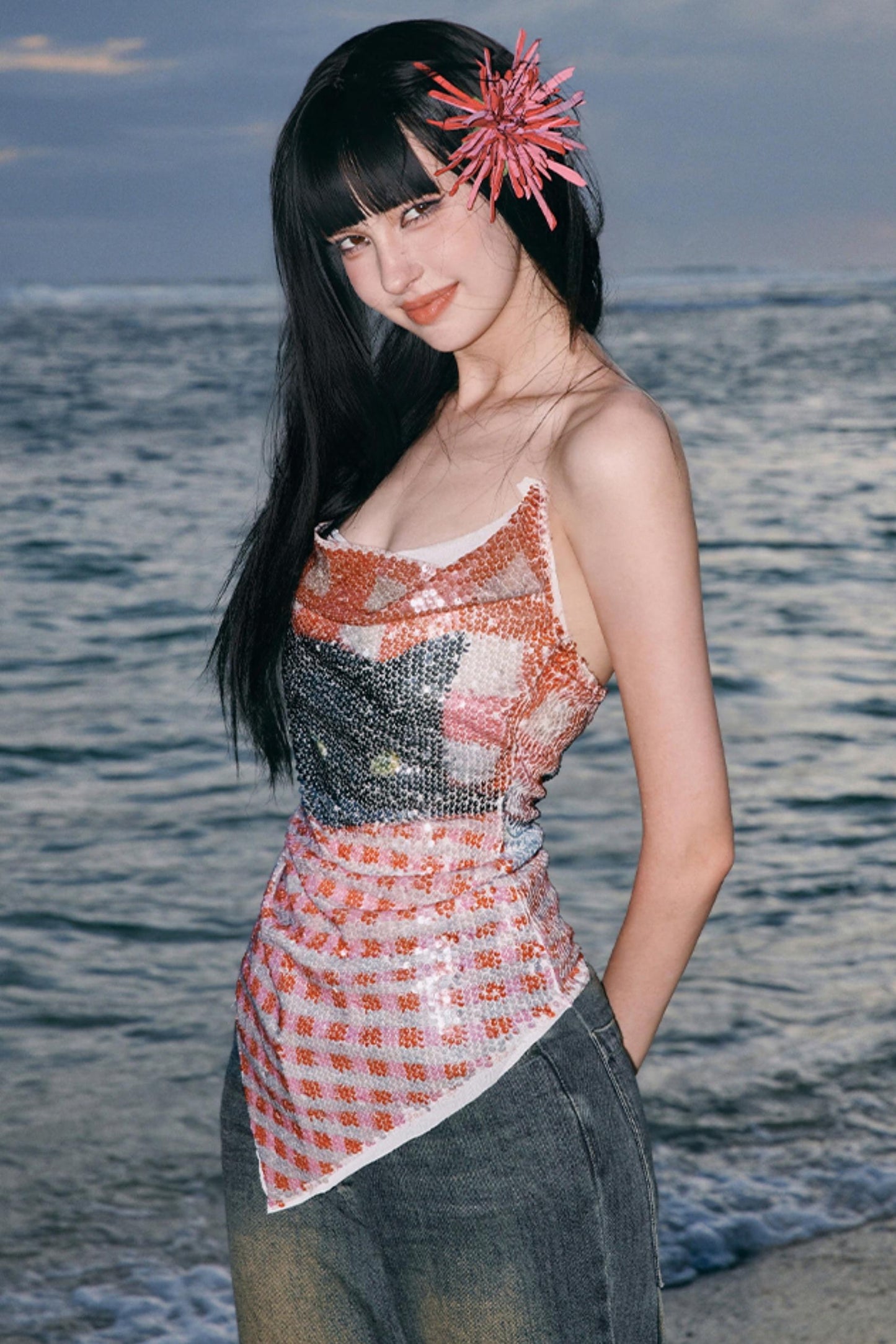 Summer Sparkling Floral Cami Top