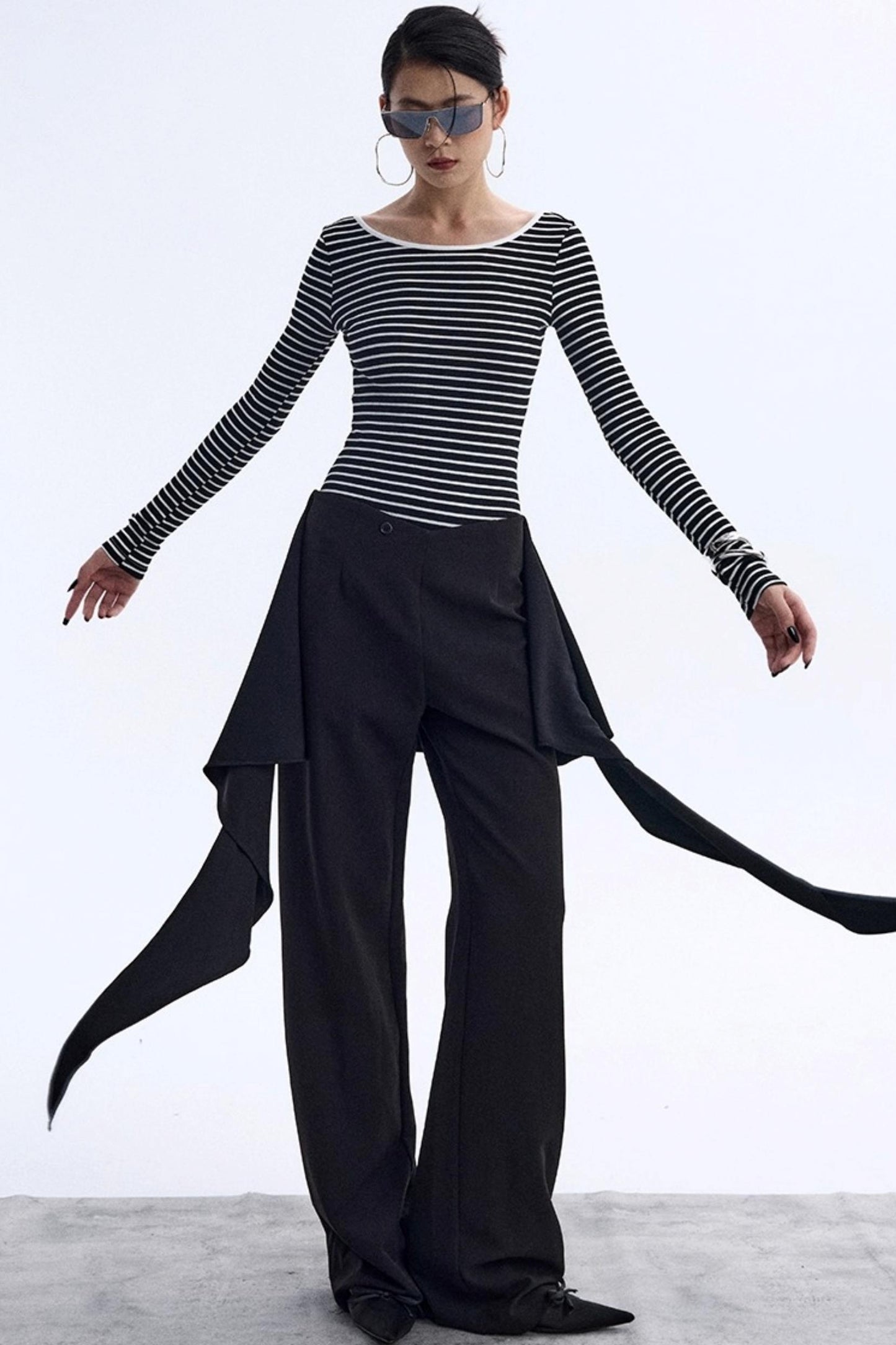 Striped Backless Jumpsuit Design Top