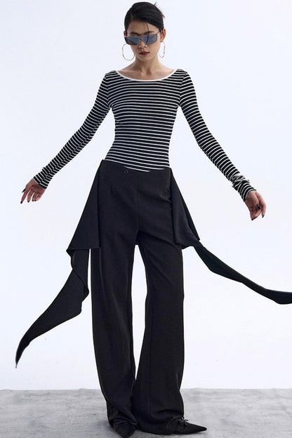 Striped Backless Jumpsuit Design Top