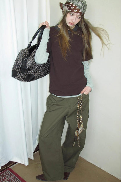 Fake Two-Piece Contrast Long Sleeve T-shirt