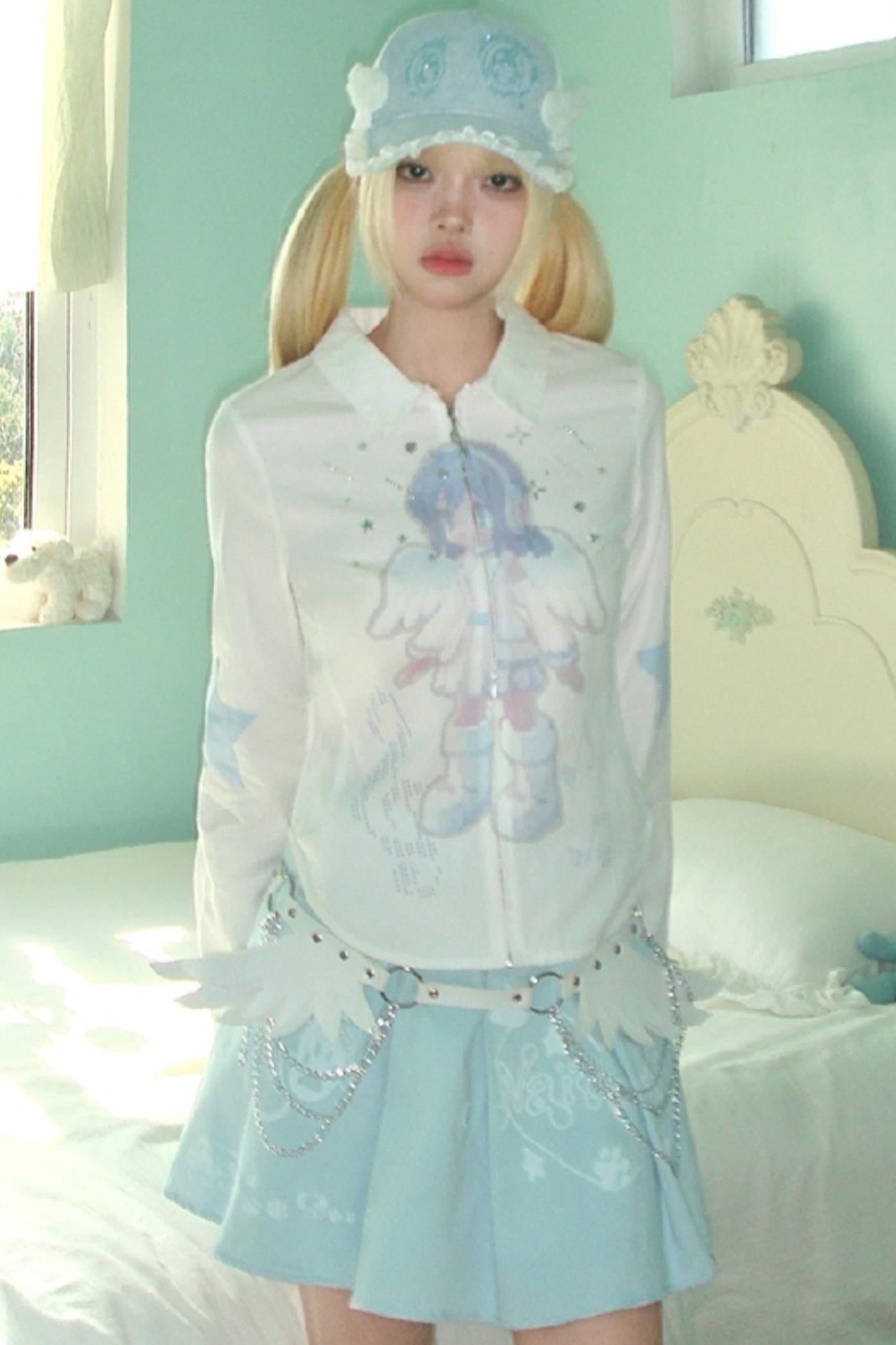 Dreamcore Aqua Stripe Long Sleeve Shirt