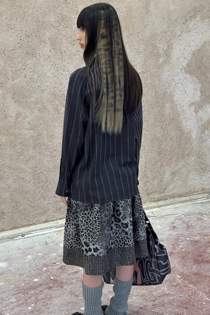 Leopard Graffiti Pleated Skirt
