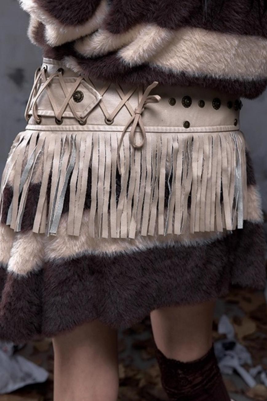 Vintage Punk Fringe Leather Belt